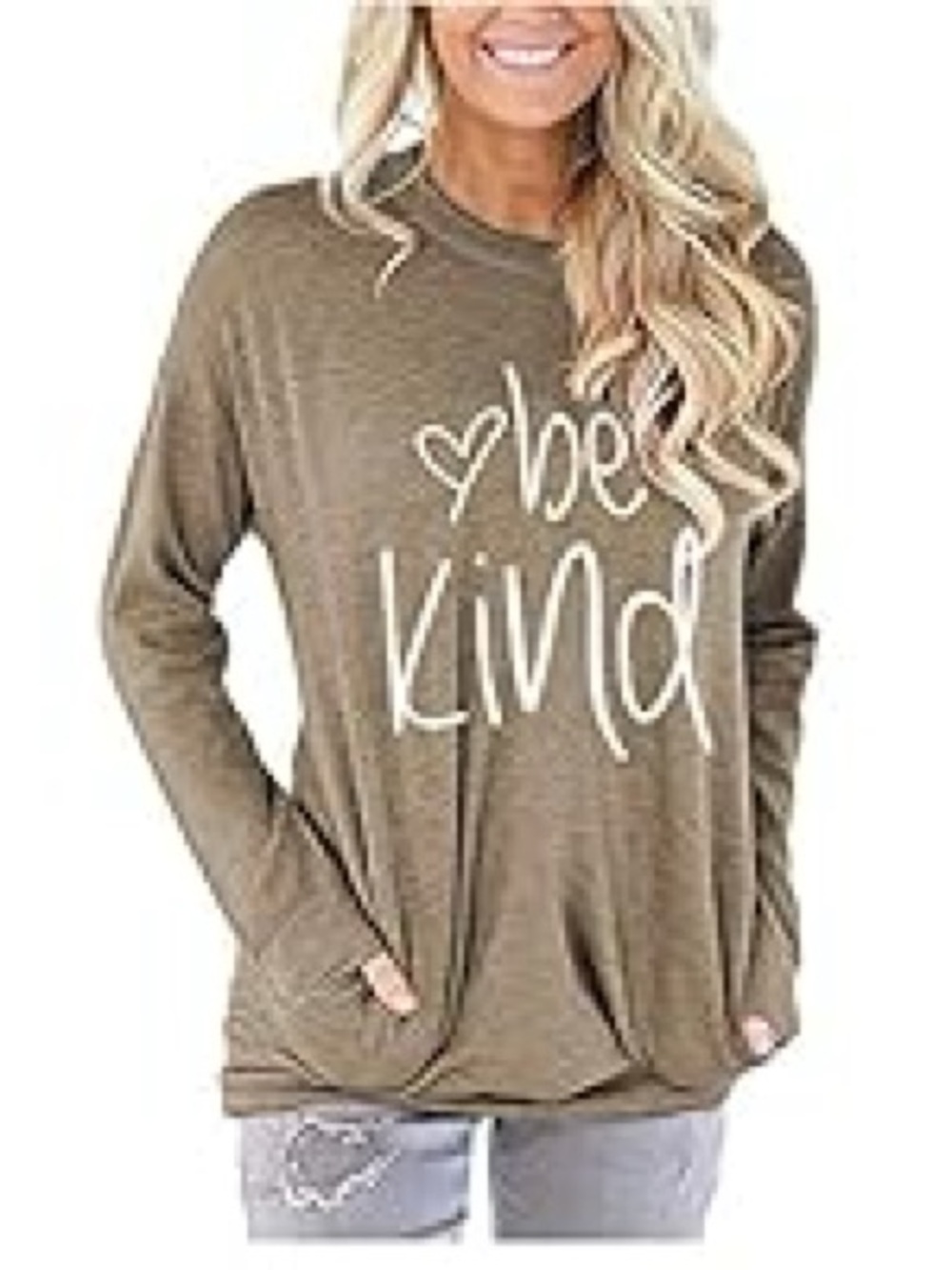 Be Kind Graphic Sweatshirt - Taupe with White Script
